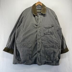 Vintage Barn Coat men's Large Gray Quilt Lined Canvas Corduroy Chore Field 90s